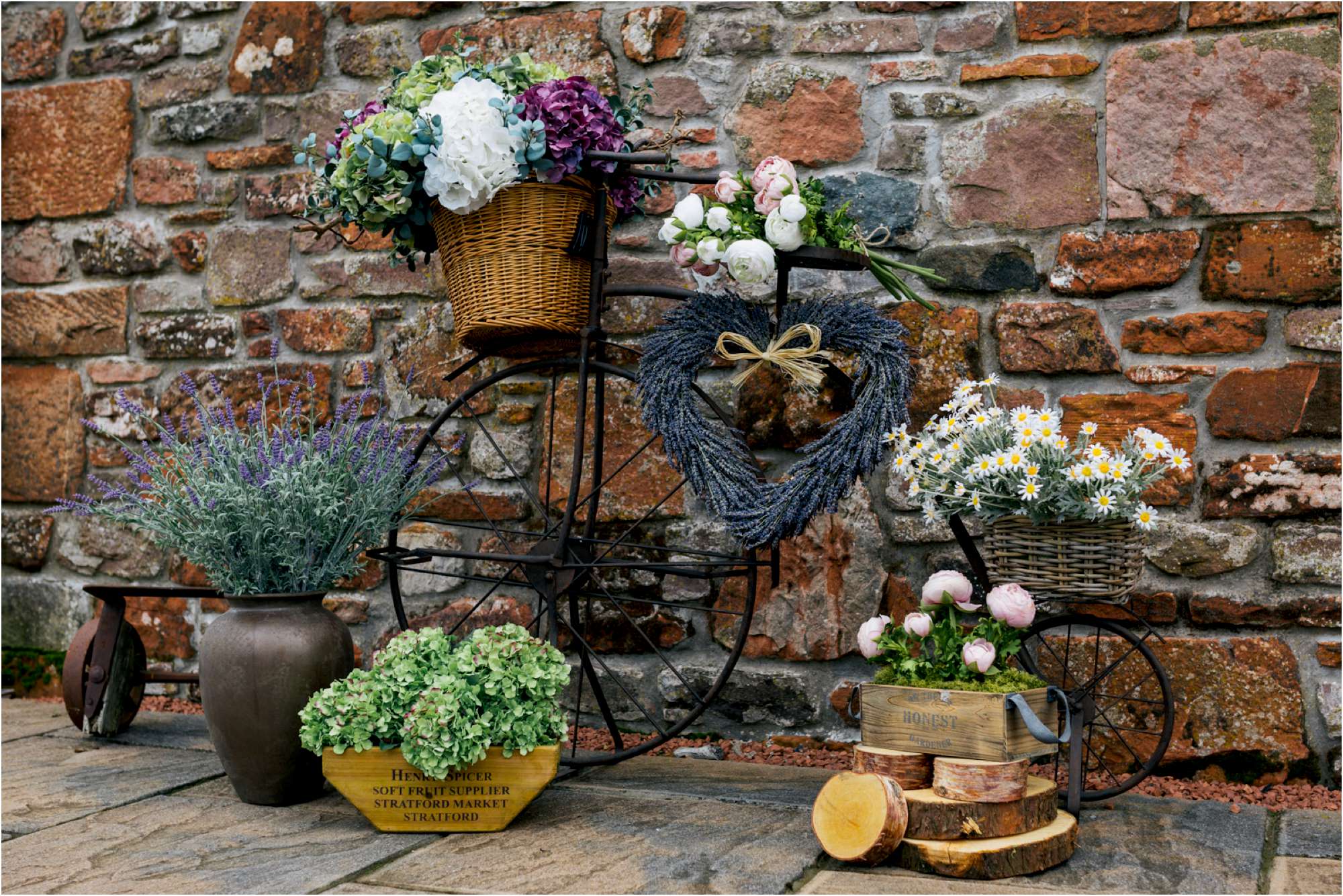 flowers-arranged-old-bike-outside