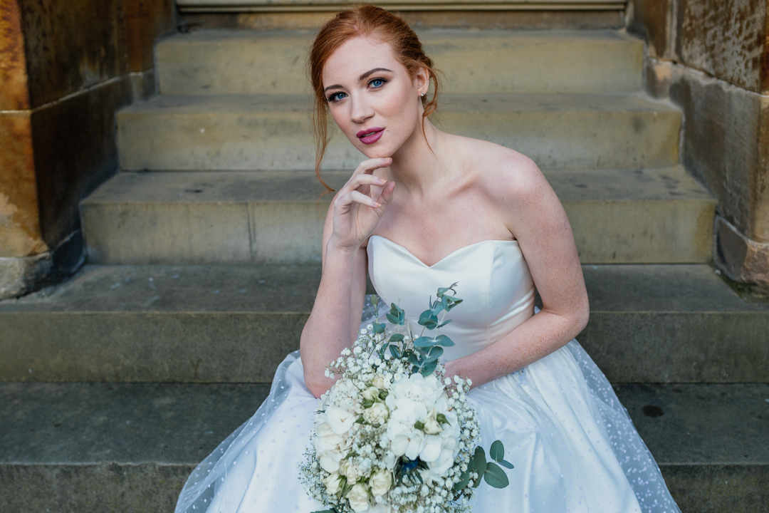 bride-sitting-on-steps-glasgow