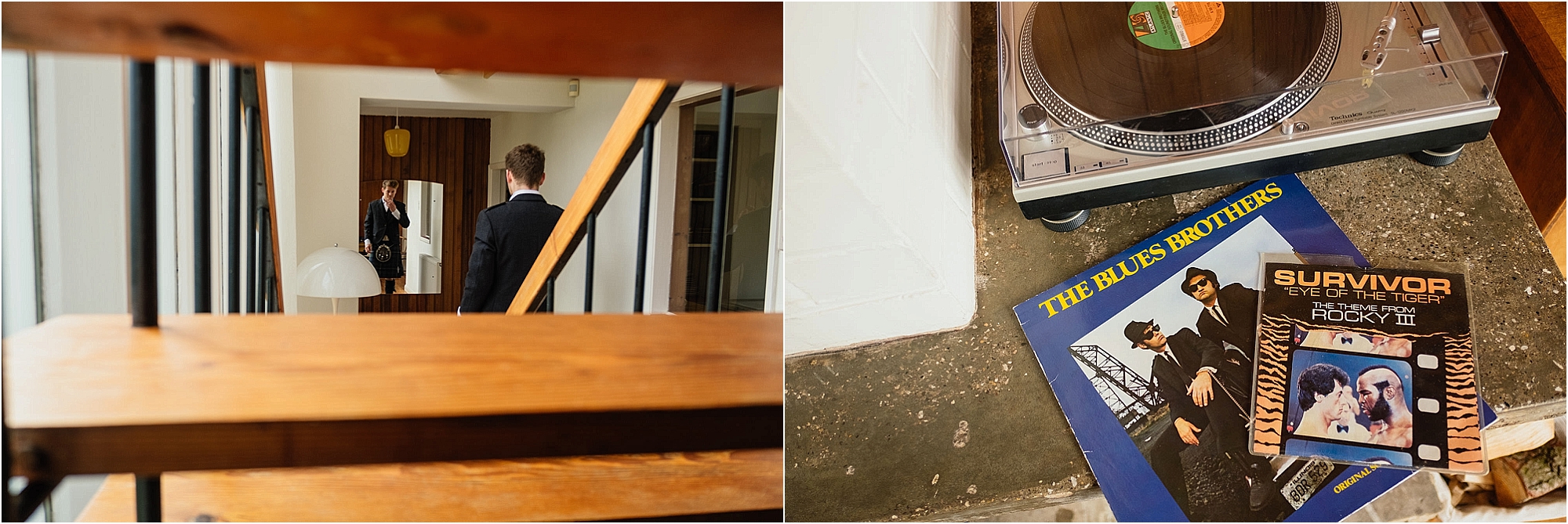 man-adjusting-collar-vintage-record-player-records