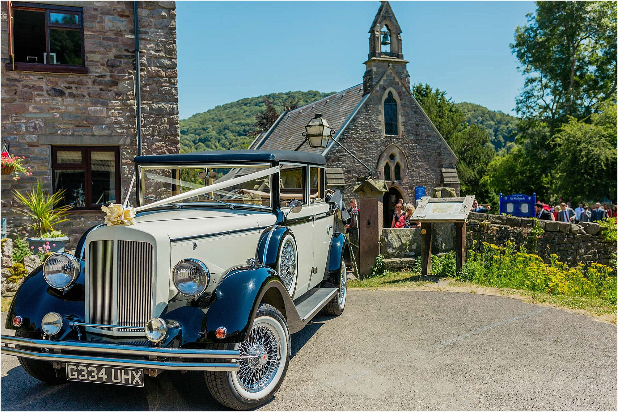wedding-car-outside-st-michaels-church-tintern