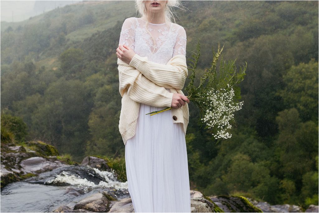 close-of-bride-wearing-cardigan