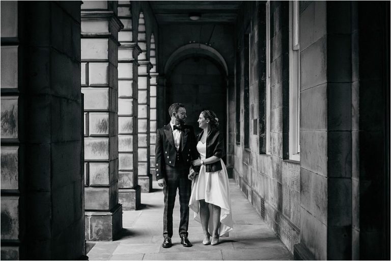 black-and-white-image-of-bride-and-groom