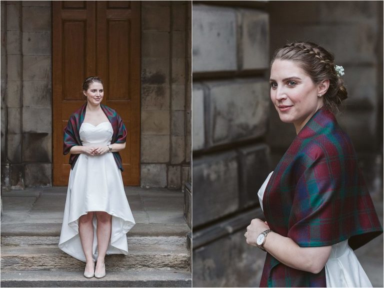 portrait-of-bride-wearing-tartan-shawl-same-as-her-husbands