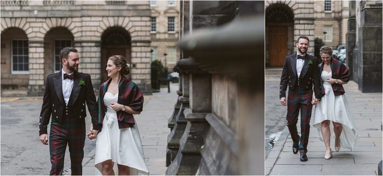 bride-and-groom-walking-towards-camera-laughing