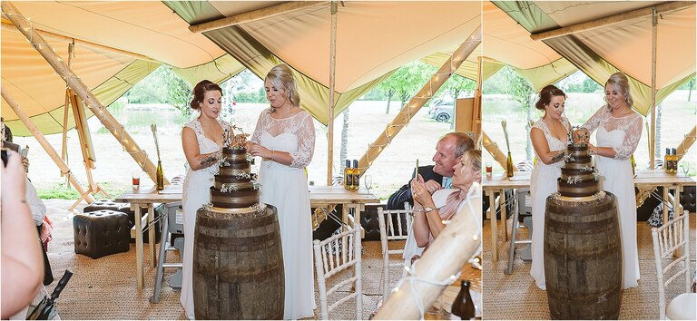 brides-cut-chocolate-and-gold-wedding-cake