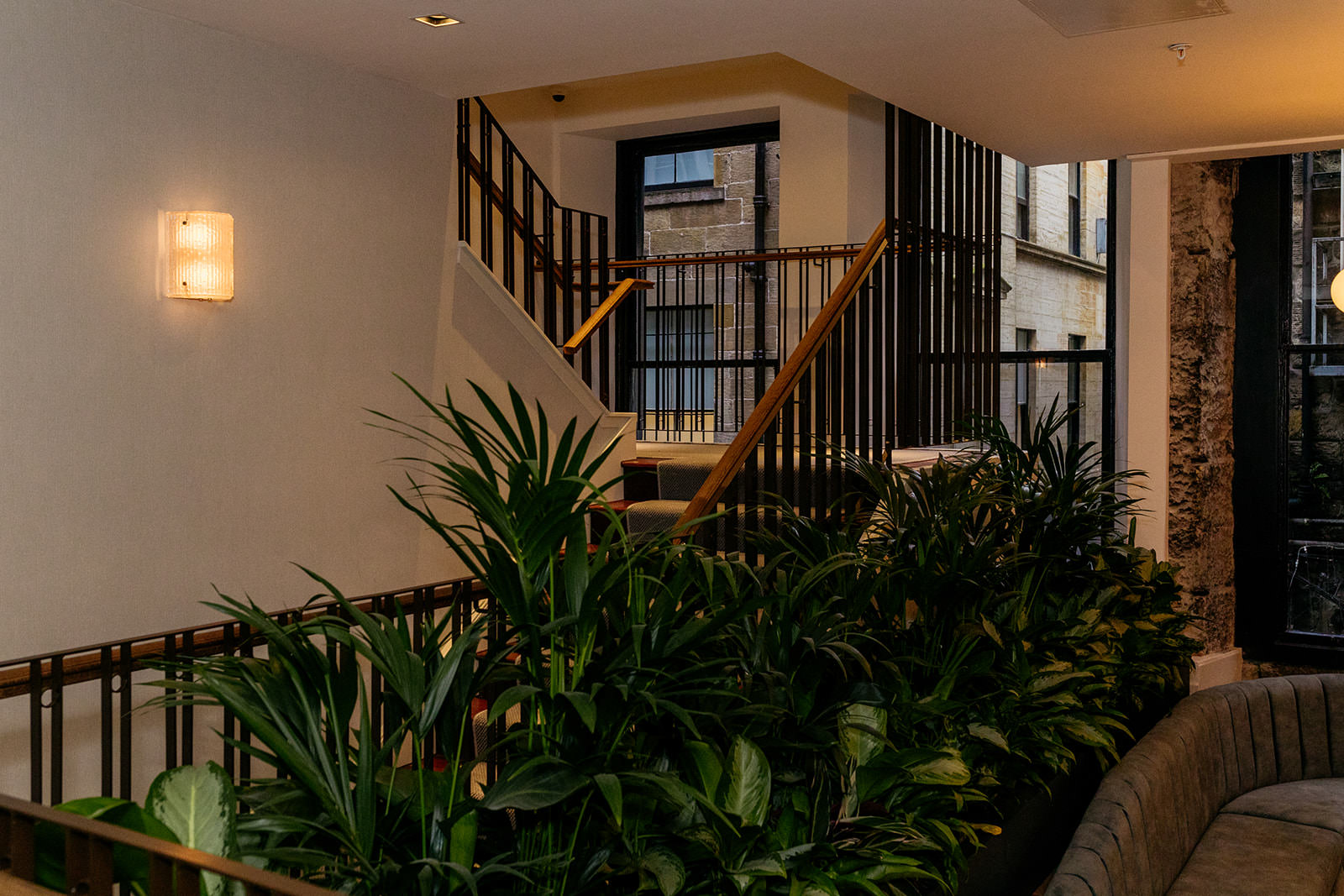 an interior view of the stairs inside The Exchange, in Glasgow city centre